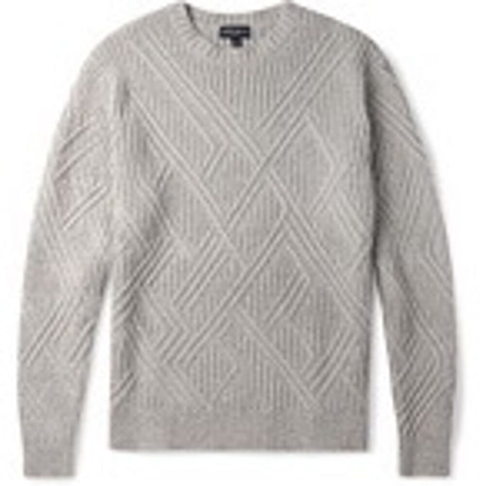 Peter Millar NWT Chalet Textured Wool Blend Crewneck Sweater in Gray Size L - Picture 1 of 10